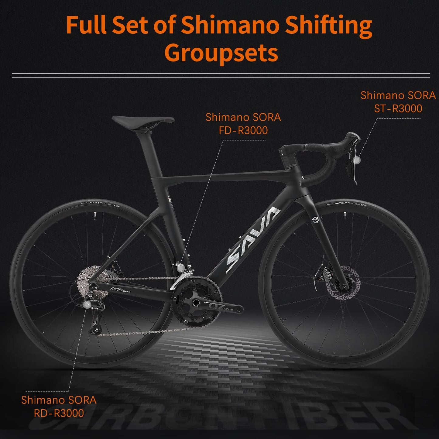 Carbon Disc Road Bike – Shimano SORA 18-Speed, Integrated Carbon Frame