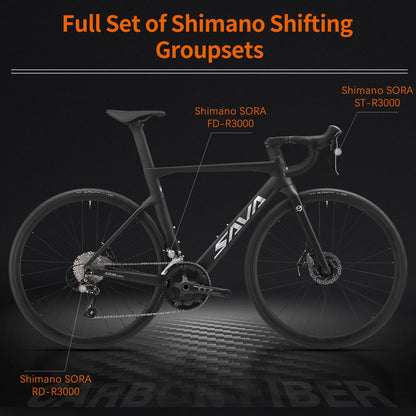 Carbon Disc Road Bike – Shimano SORA 18-Speed, Integrated Carbon Frame
