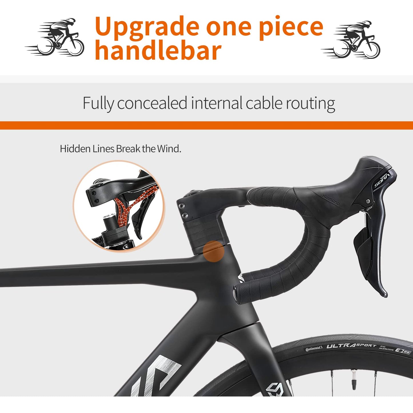 Carbon Disc Road Bike – Shimano SORA 18-Speed, Integrated Carbon Frame