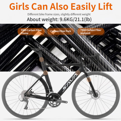 Carbon Disc Road Bike – Shimano SORA 18-Speed, Integrated Carbon Frame